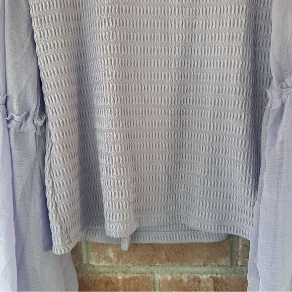 Anthropologie Balloon Sleeve Smocked Top Blouse Women’s Small S Purple - Picture 10 of 11